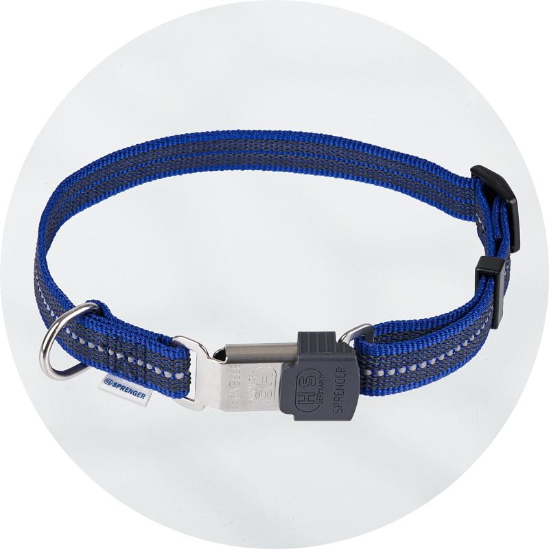 Herm Sprenger Adjustable Reflective Blue Nylon Collar with